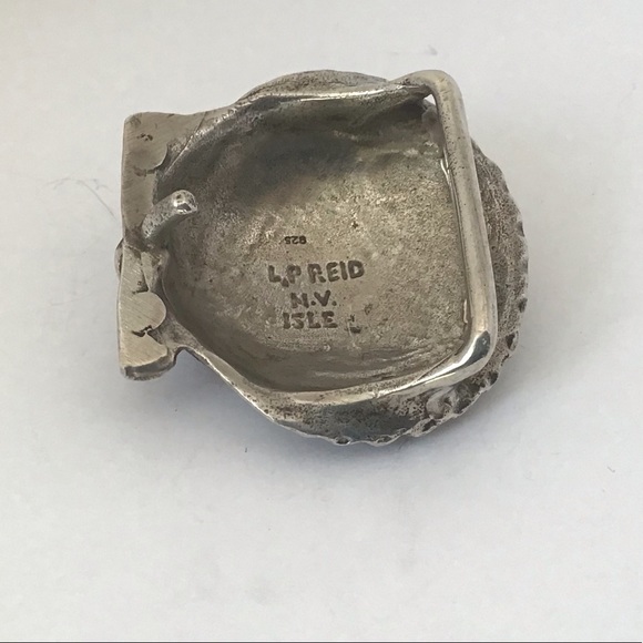 SOLD —- Handmade artisan 53.3g sterling silver scallop shell belt buckle - Picture 8 of 9